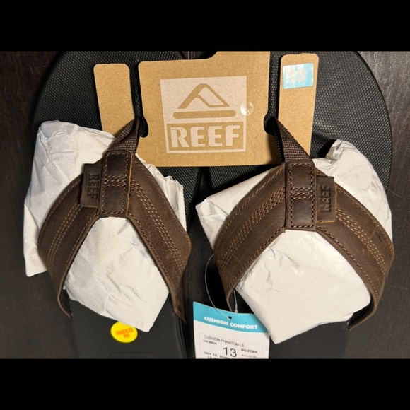 REEF Cushion Phantom LE Flip Flop Sandals Black/Brown Mens 13 - Picture 6 of 13